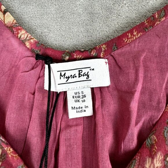 Myra Bag Women Small Mauve Dress Midi Flutter Sleeve Tassle Chiffon Floral Toggl - Picture 5 of 14